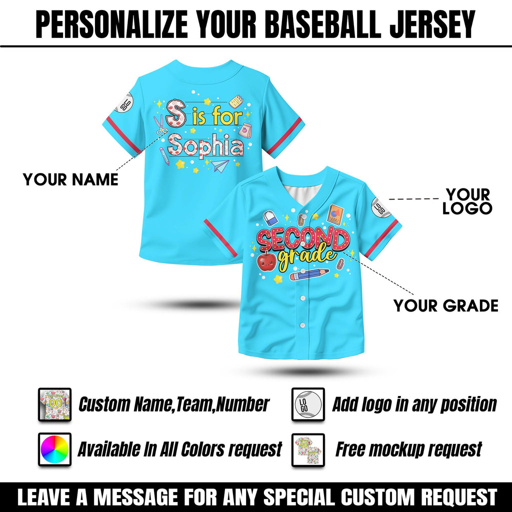 Personalized Bruh We Back first day of school baseball jersey, Custom Back to school with Name Number for Kids, Back to School 2st Grade Tee