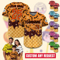 Custom Halloween Ice Cream Baseball Jersey, Personalized Summerween Summer Vacation Baseball Jersey, Halfway to Halloween Summer Trip tee