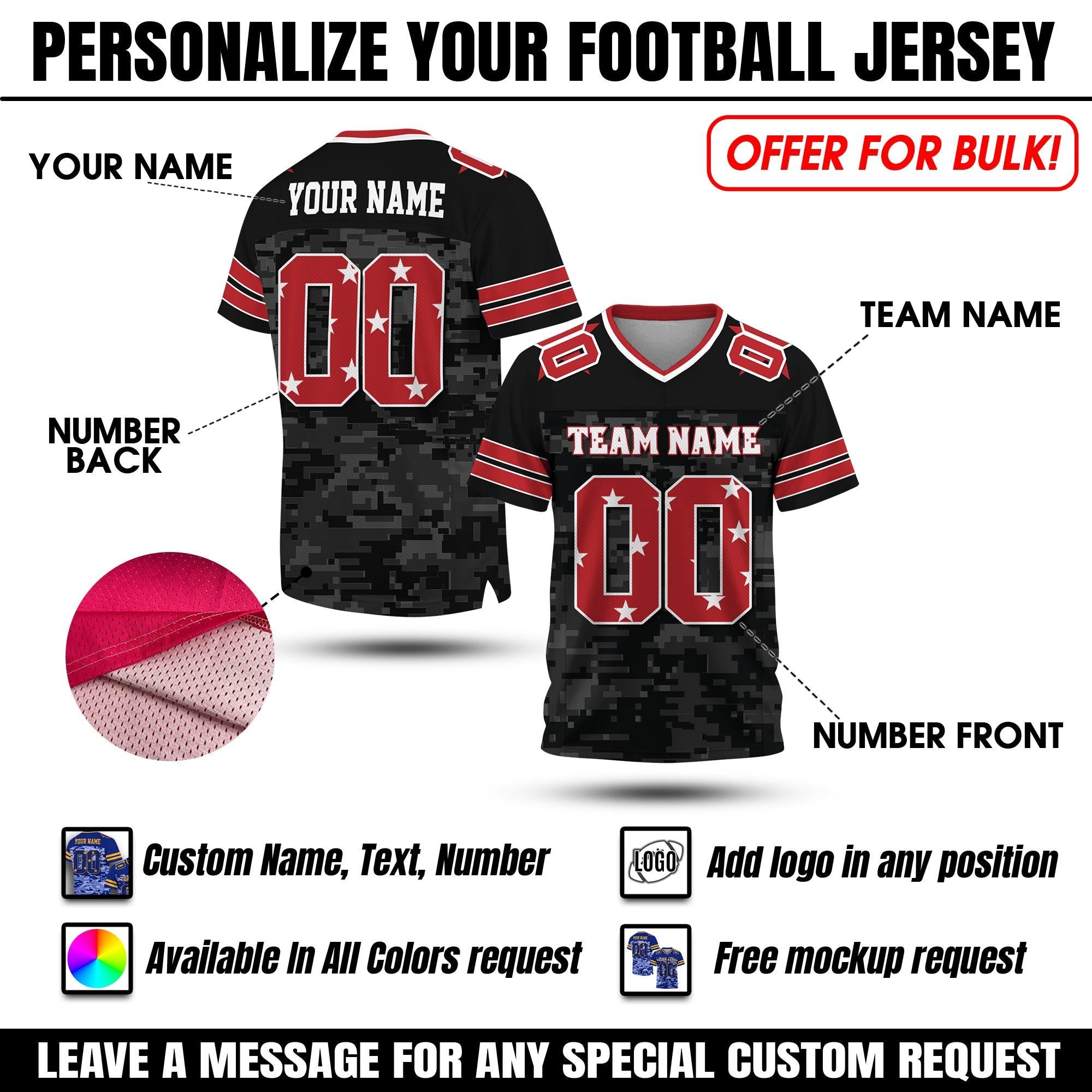 Personalized Multi-color Shirts with Team Name Number, Custom Football Shirt Game Day Outfit for Adult Kid, Birthday Gifts for Him Her
