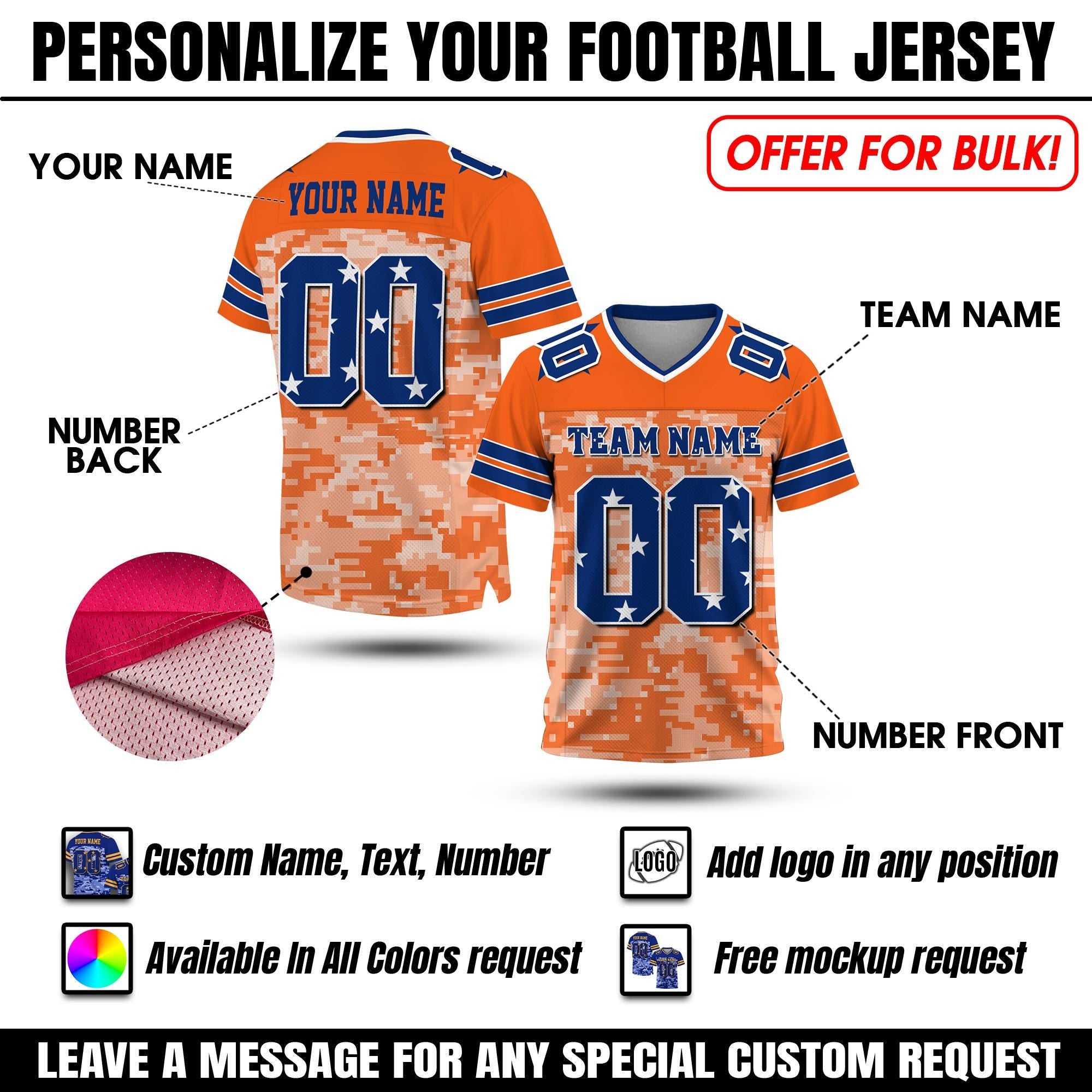 Personalized Football Jersey Shirt with Team Name Number, Custom Football Shirt Gift for Sport Fan Uniform Game Day Outfit Mesh Polyester