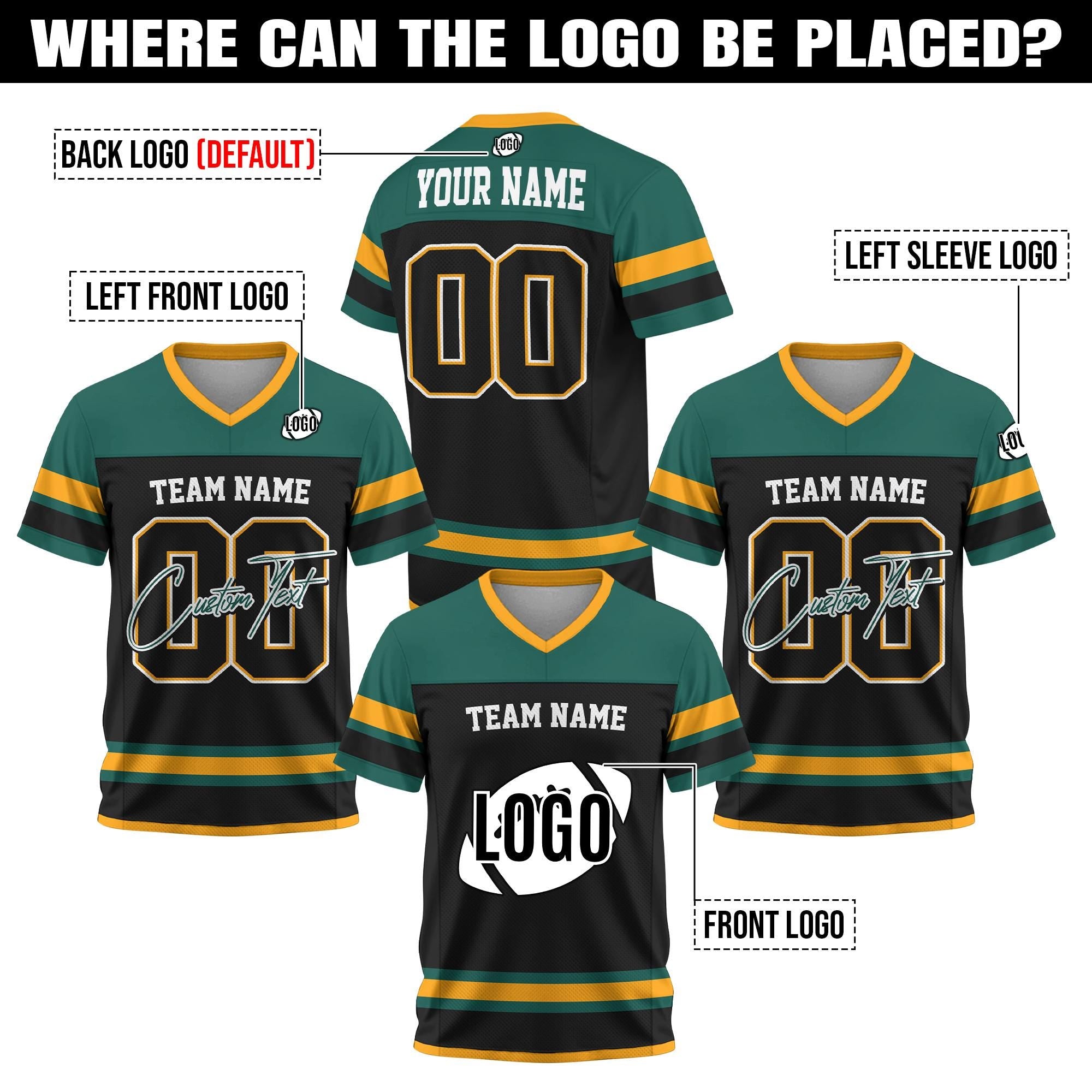 Personalized Name Number Logo Football Jersey Custom Jersey Colors Team Uniform Shirt For Adult Kid, Football Fan Tee Concert outfit