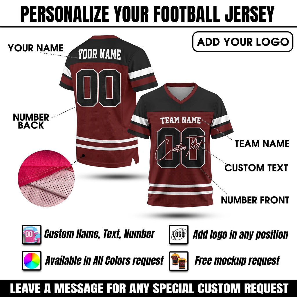 Custom Name Number Logo Football Jersey For Adult Kid Personalized Team Uniform Football Fan Tee Football V-neck Mesh Jersey For Men Women