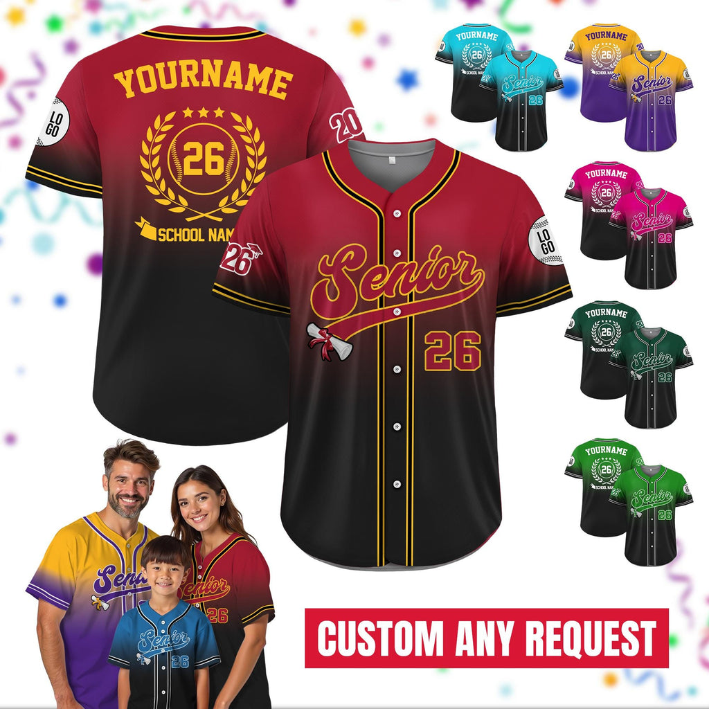 Custom Graduation Senior 2026 Baseball Jersey, Personalized High School Graduation Shirt, Class of 2026 College Senior Gift, Graduation gift