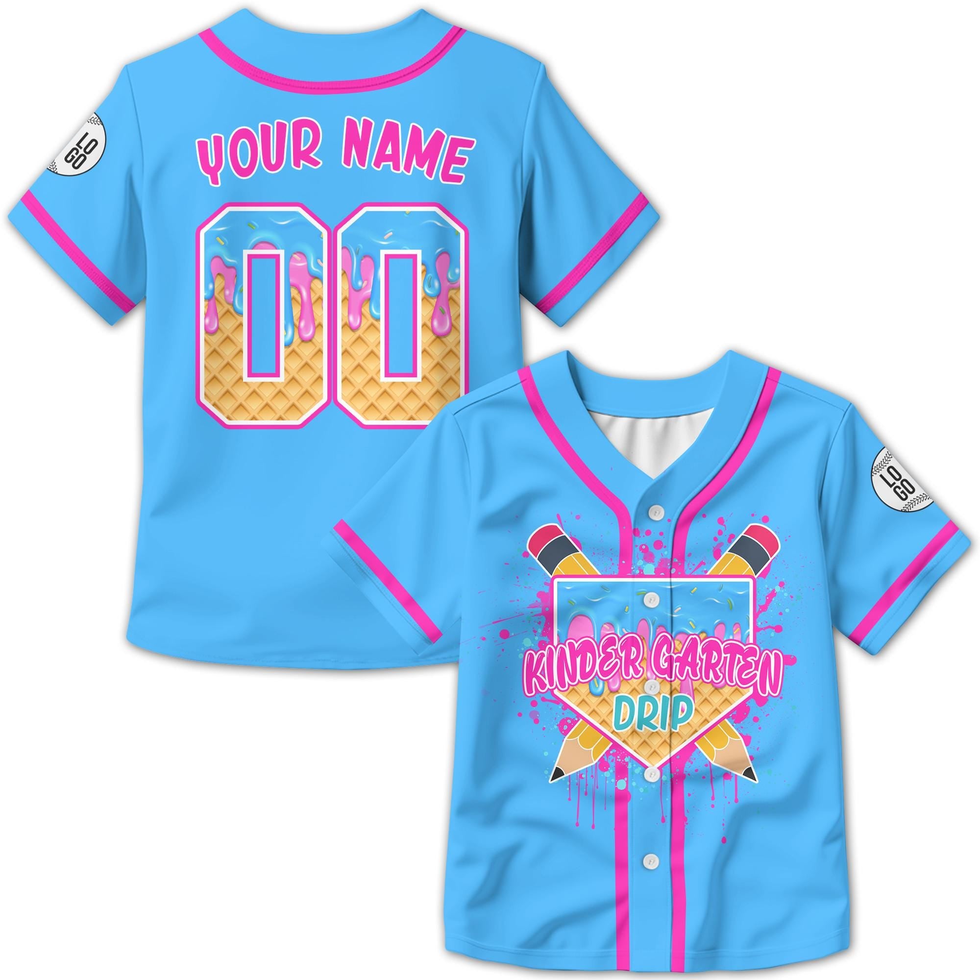 Personalized Back To School Jersey for Kids Custom Ice Cream Pencil First Day Of School Kids School Shirt Preschool Baseball Jersey Gift