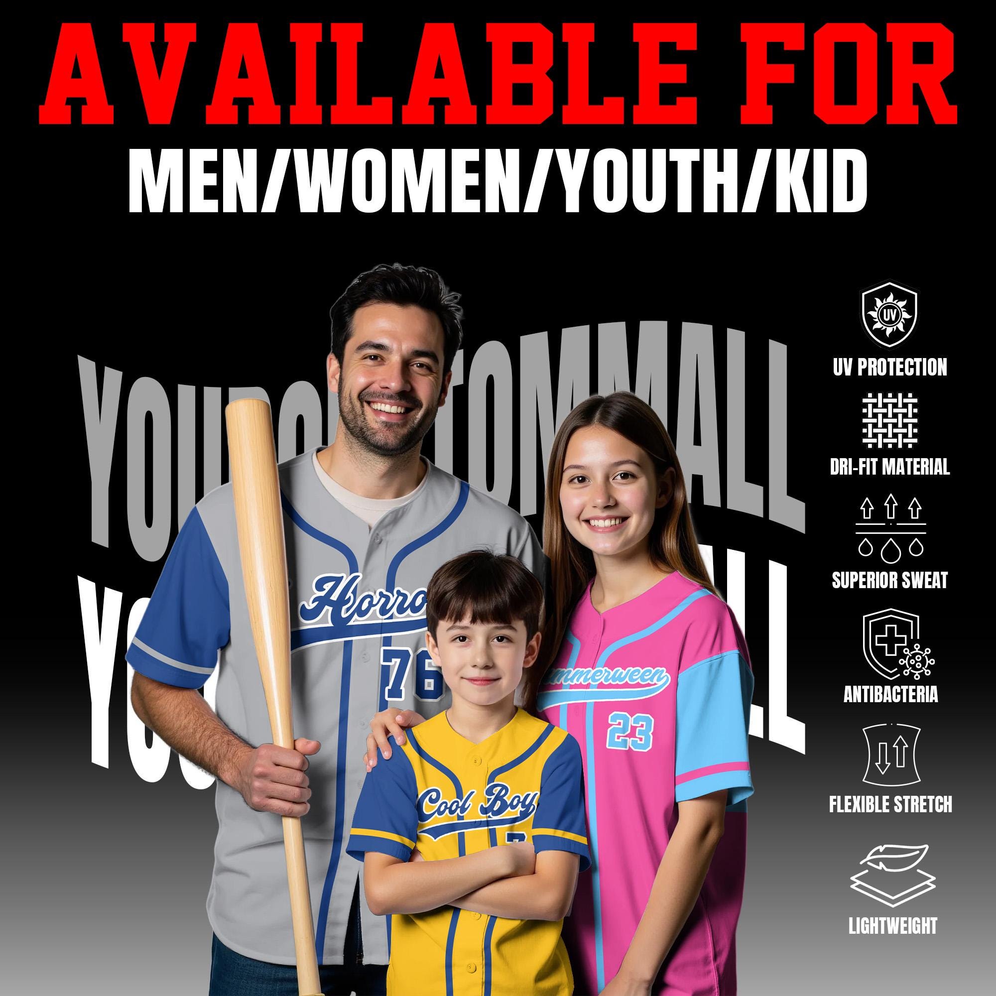 Personalized Team Fan Baseball Jersey Uniform For Adult Kid, Custom Team Name Logo Number Baseball Jersey, Custom Own Jersey Jersey Gift