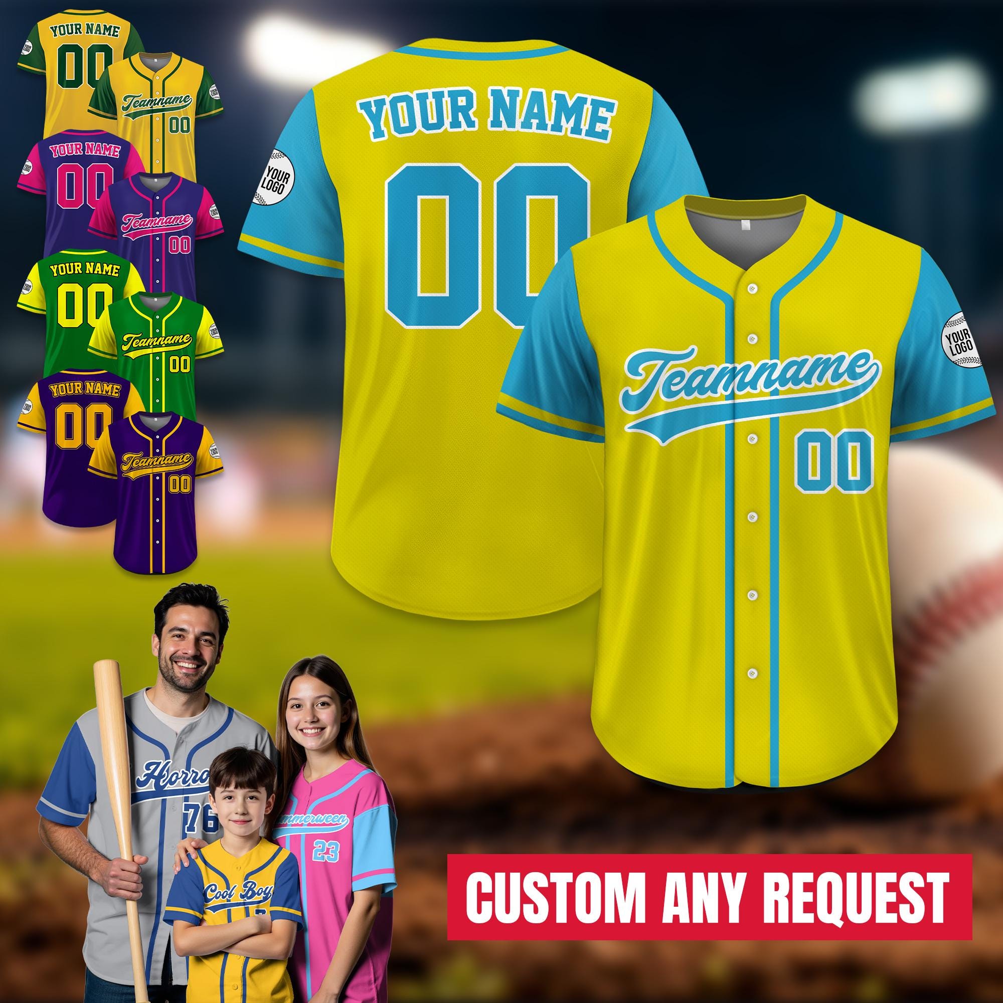 Personalized Team Uniforms Baseball Jersey for Men Women Youth Kid, Custom Team Name Number Baseball Jersey, Team Fan Jersey, Birthday Gift