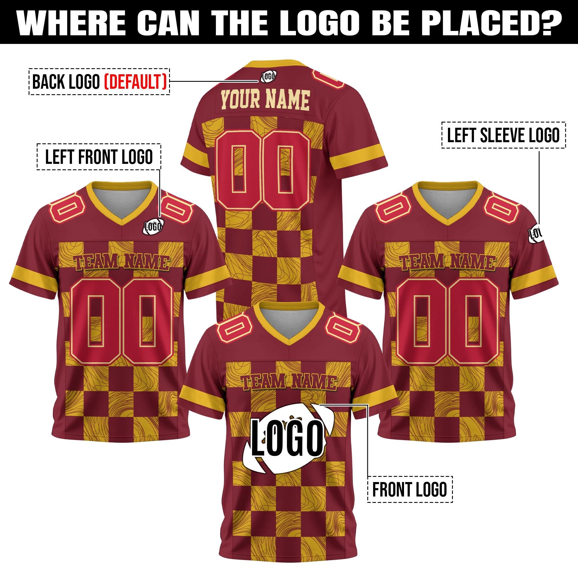 Custom Name Number Logo Football Jersey for Men Women Youth Kids, Personalized Football Jersey Uniform American Football Fans Lovers Gifts