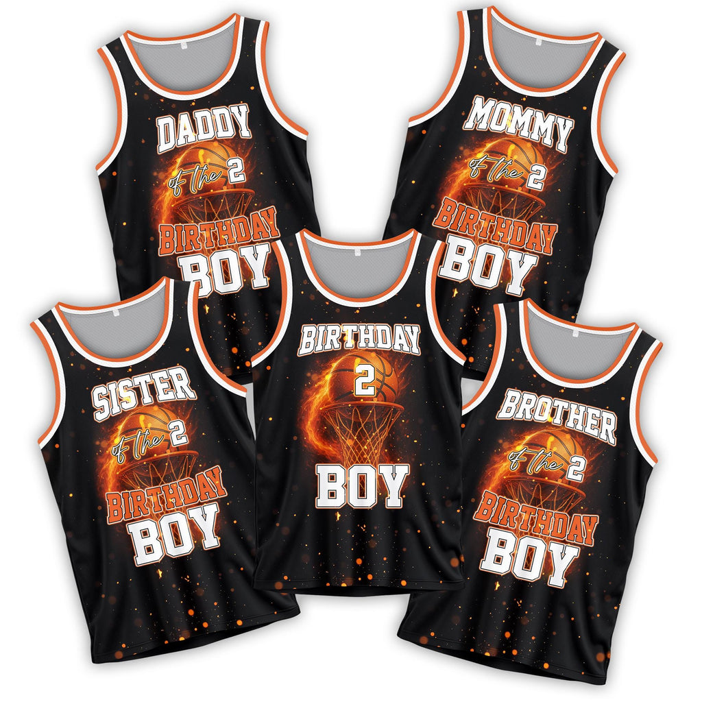 Personalized Boy Birthday Outfit Basketball Jersey for Family Matching, Custom Sports Birthday Basketball Jersey, Matching Family Tee