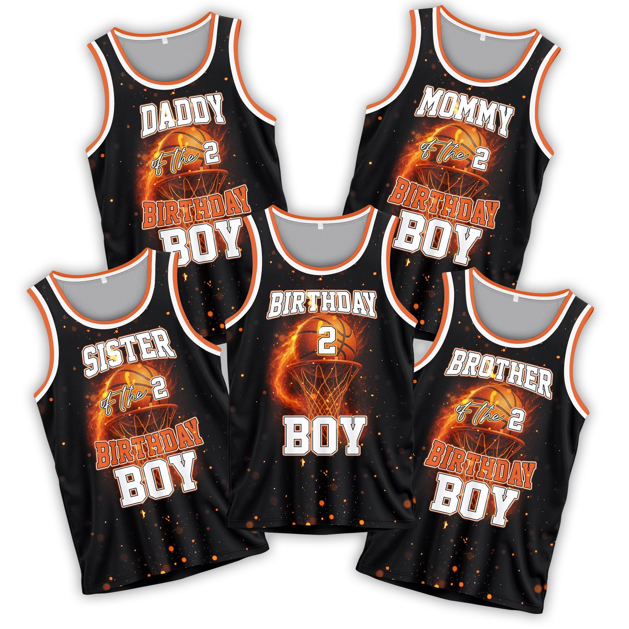 Personalized Boy Birthday Outfit Basketball Jersey for Family Matching, Custom Sports Birthday Basketball Jersey, Matching Family Tee