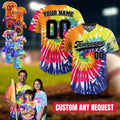 Personalized Baseball Jersey For Men Women Youth Kid, Custom Team Name Number Logo Jersey Shirt, Tye Dye Button down Shirt