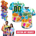 Personalized Tie Dye Pattern Baseball Jersey For Adult Kid, Custom Team Name Number Logo Baseball Jersey Button Down
