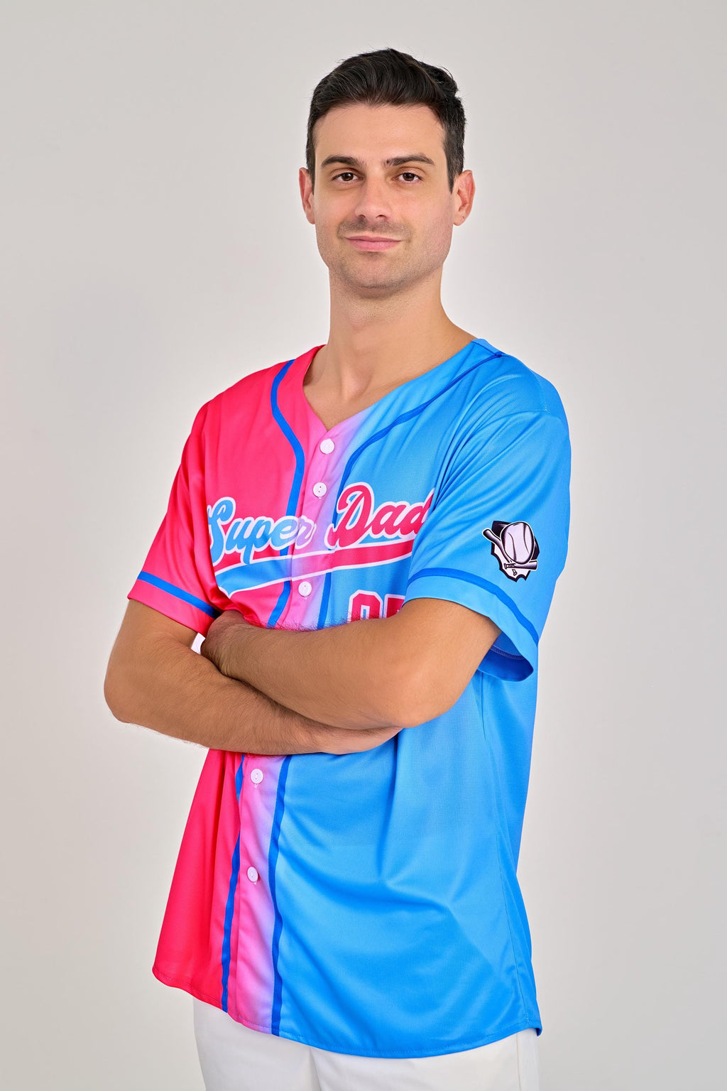 Custom Baseball Jersey Gradient with Teamname Name Number, Custom Jersey Shirt for Men Women Youth Kid, Gift for Baseball Fans Pink Blue