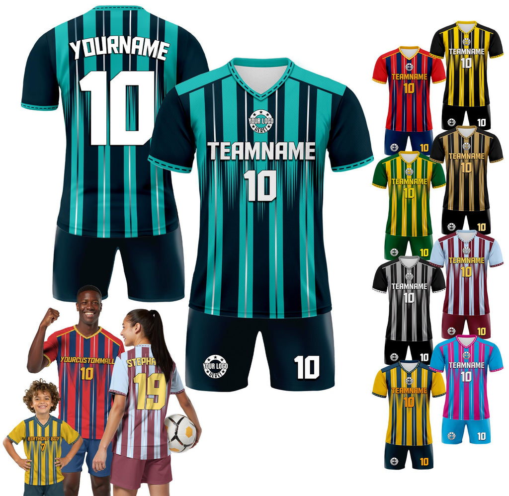 Custom Soccer Jersey Shorts Set for Men Women Youth Kid, Personalized Jersey with Team Name Number Logo, Soccer Team Uniform Jersey Gift