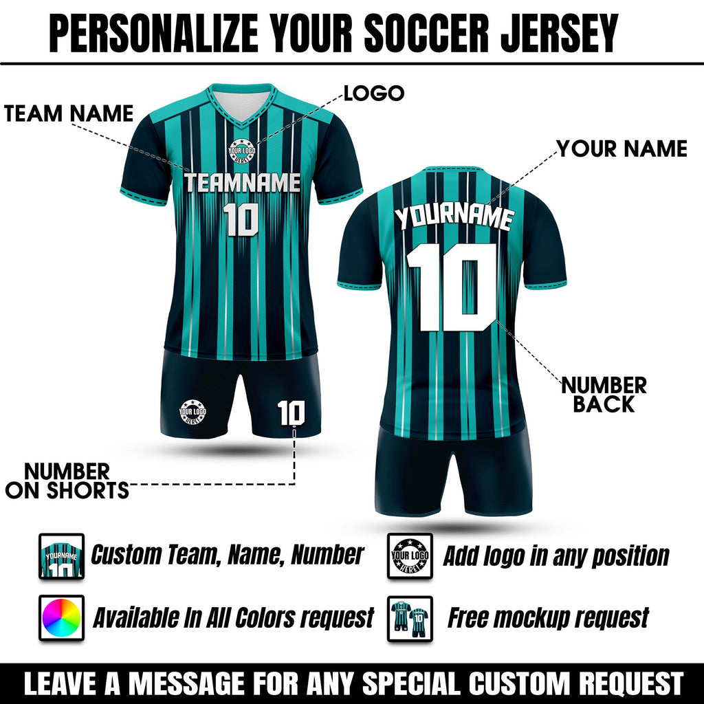 Custom Soccer Jersey Shorts Set for Men Women Youth Kid, Personalized Jersey with Team Name Number Logo, Soccer Team Uniform Jersey Gift