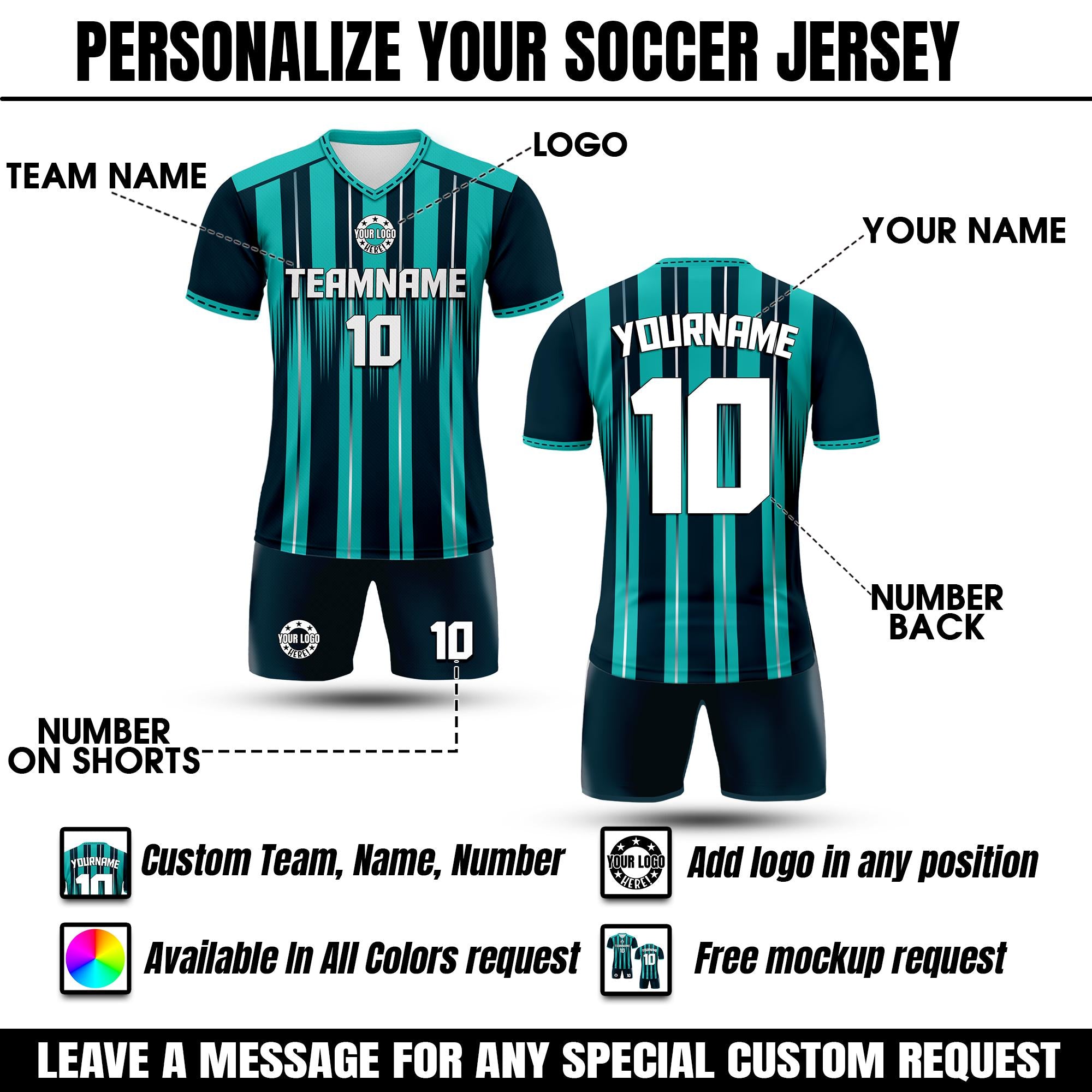 Custom Soccer Jersey Shorts Set for Men Women Youth Kid, Personalized Jersey with Team Name Number Logo, Soccer Team Uniform Jersey Gift