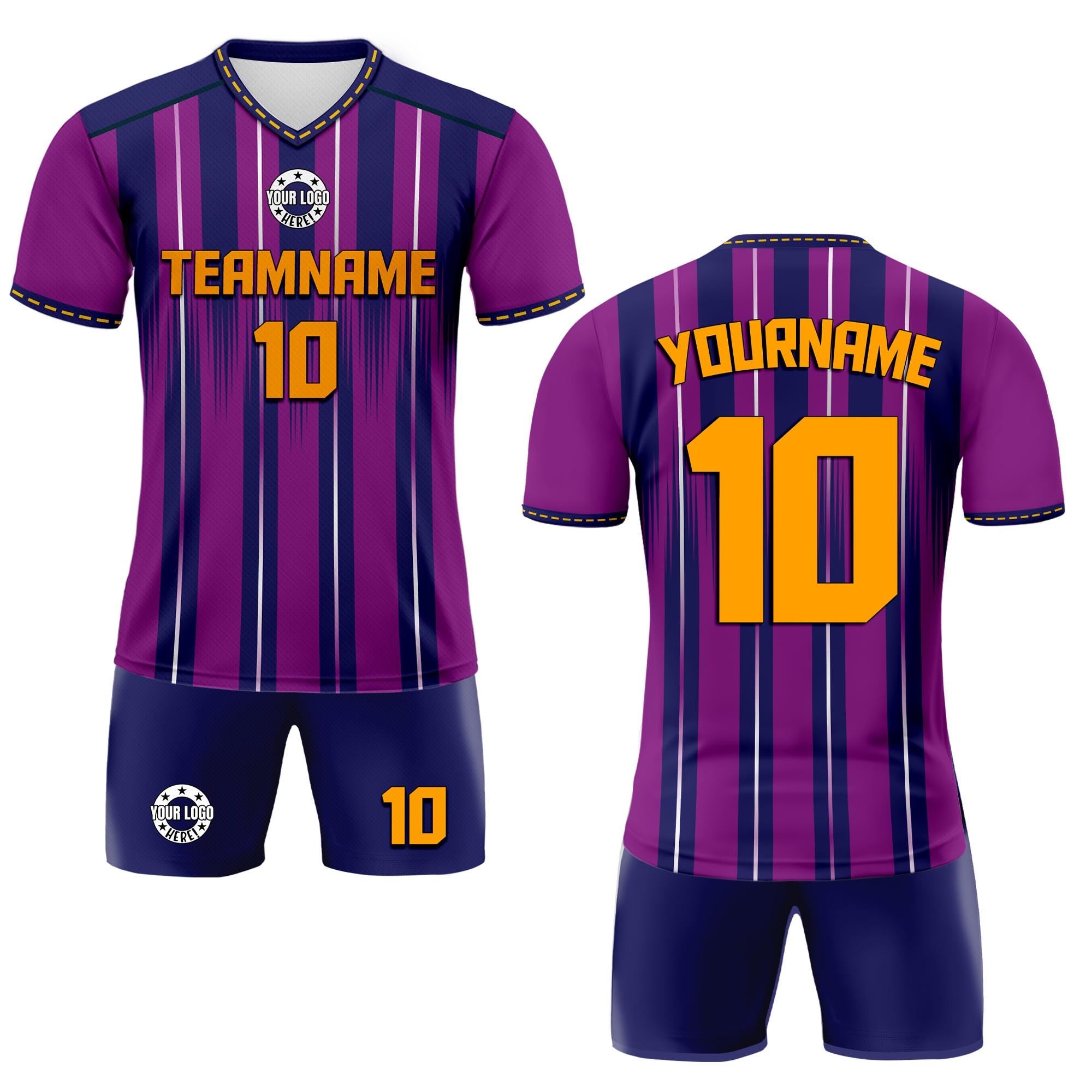 Custom Soccer Jersey & Shorts Set for Adult Kid, Personalized Jersey with Team Name Number Logo, Soccer Team Uniform Sublimation Jersey