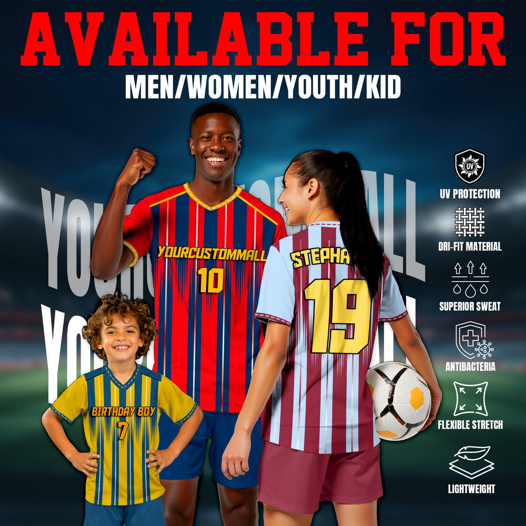Custom Team Soccer Jersey for Men Women Youth Kid, Personalized Jersey with Team Name Number Logo, Game Day Outfit Soccer Jersey Gifts