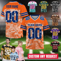 Personalized Football Jersey Shirt with Team Name Number, Custom Football Shirt Gift for Sport Fan Uniform Game Day Outfit Mesh Polyester