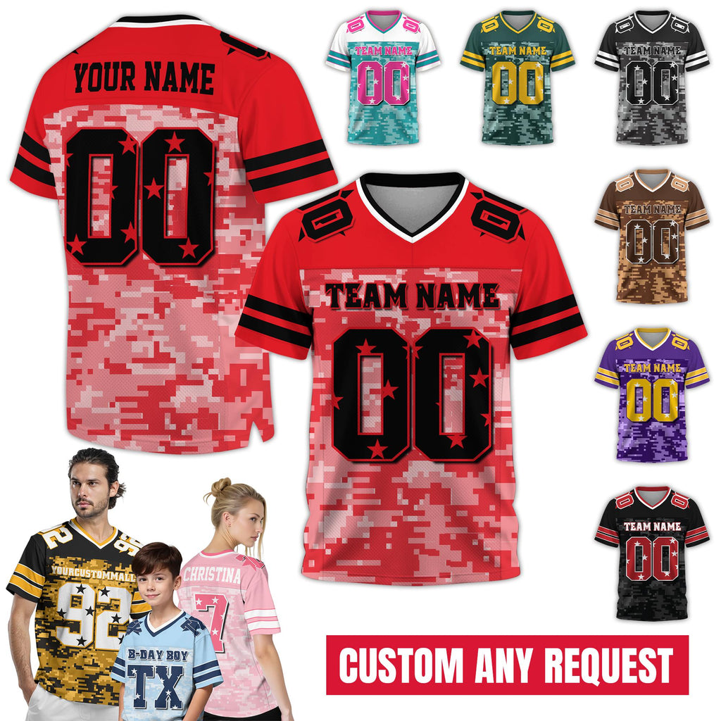 Personalized Team Name Number Football Jersey Shirt, Customized Jersey Gift for Sport Fan Uniform Game Day Outfit Birthday Gift For Him