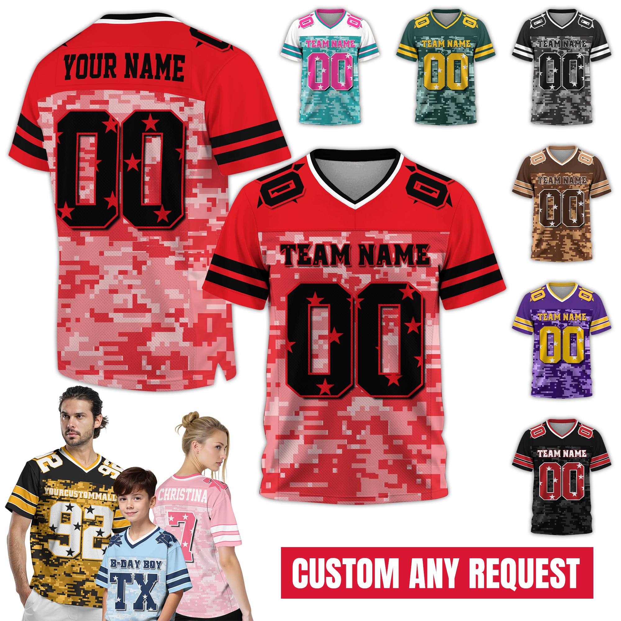 Personalized Team Name Number Football Jersey Shirt, Customized Jersey Gift for Sport Fan Uniform Game Day Outfit Birthday Gift For Him