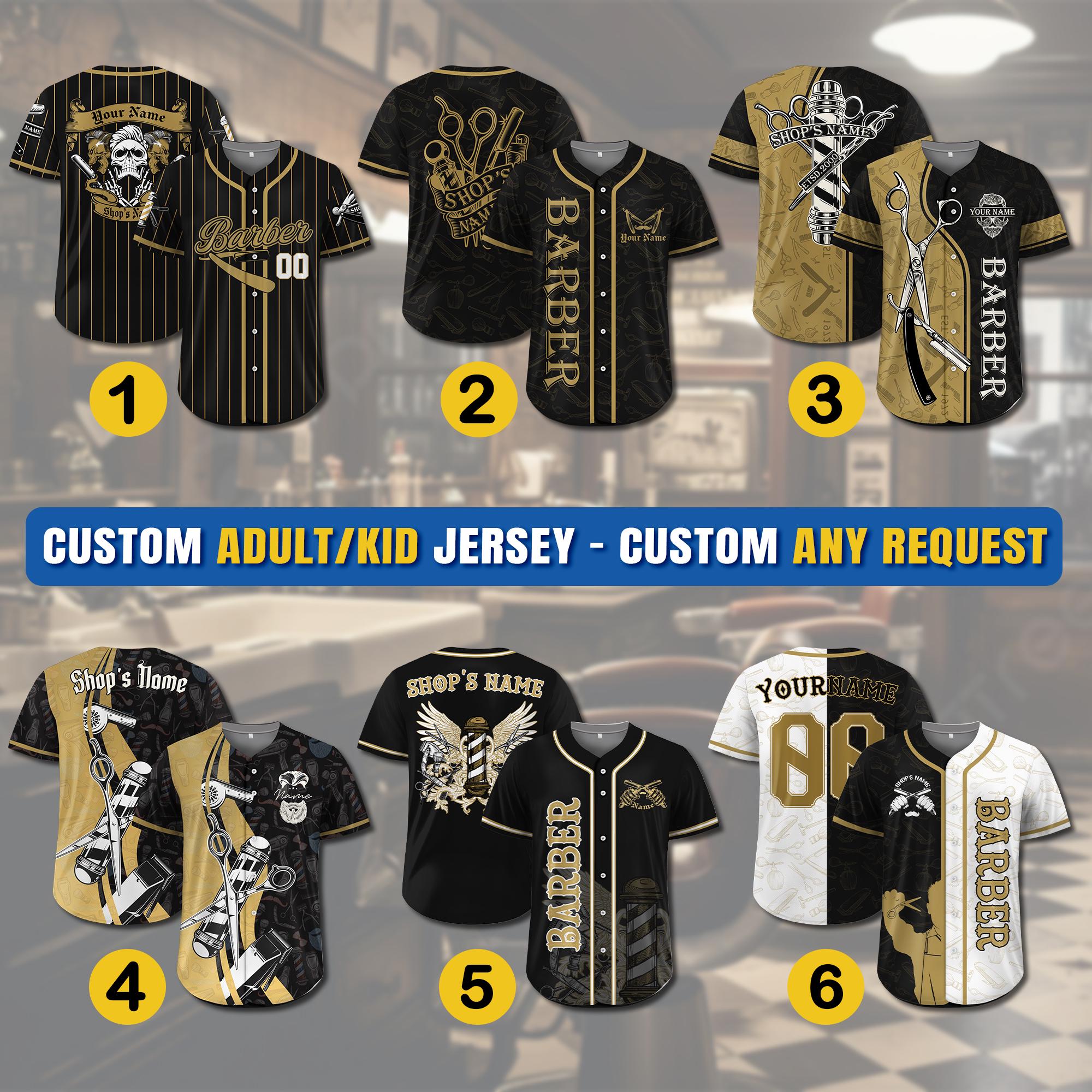 Personalized BarberShop Shirt Baseball Jersey for Men Women Youth Kid, Custom Barber Uniform Men Barber Jersey, Barbershop Crew Jersey