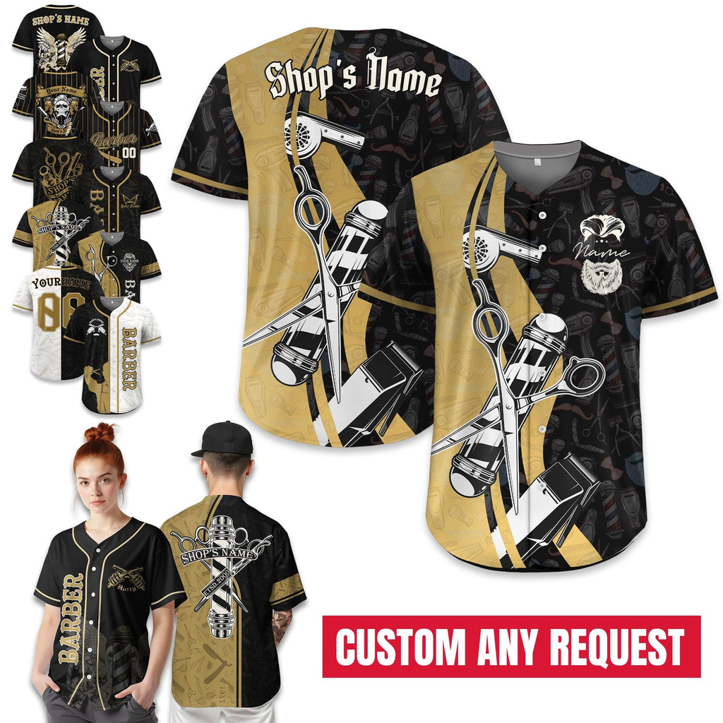Personalized BarberShop Shirt Baseball Jersey for Men Women Youth Kid, Custom Barber Uniform Men Barber Jersey, Barbershop Crew Jersey