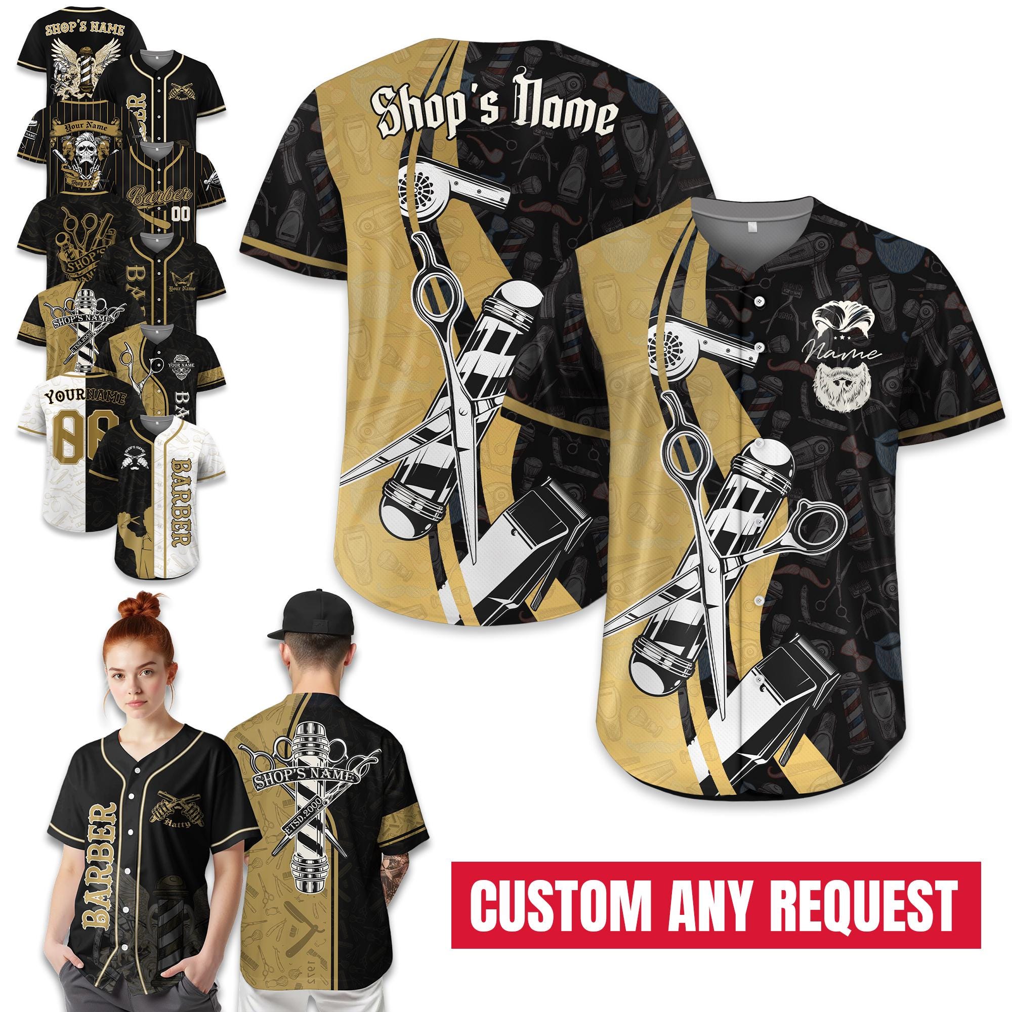 Personalized BarberShop Shirt Baseball Jersey for Men Women Youth Kid, Custom Barber Uniform Men Barber Jersey, Barbershop Crew Jersey