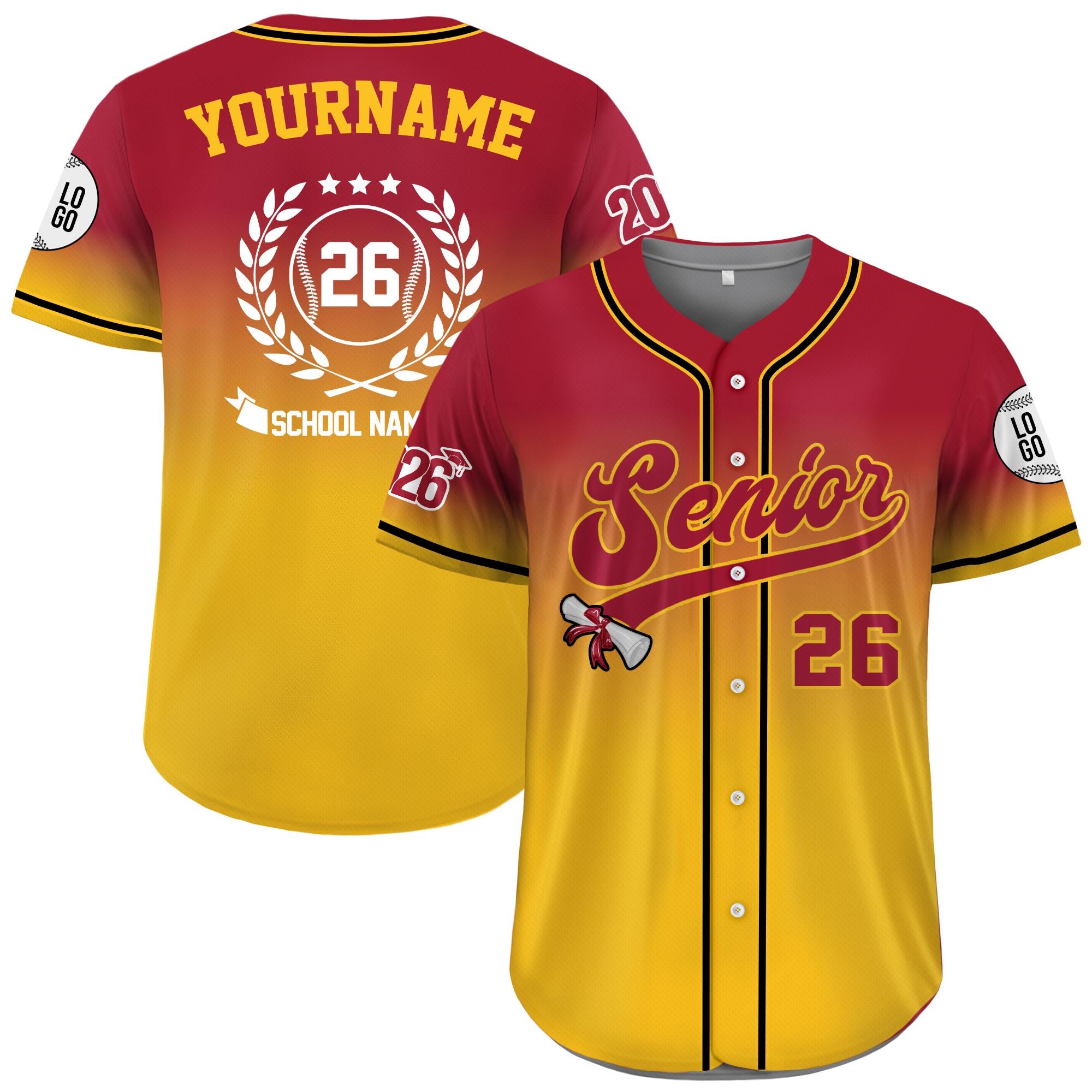 Custom Graduation Senior 2026 Baseball Jersey, Personalized High School Graduation Shirt, 2026 Graduation gift, Group 2026 Grad Tees