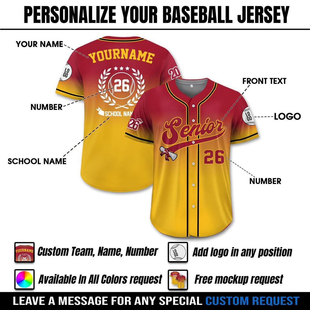 Custom Graduation Senior 2026 Baseball Jersey, Personalized High School Graduation Shirt, 2026 Graduation gift, Group 2026 Grad Tees