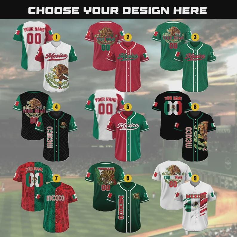 Personalization Mexico Baseball Jersey, Custom Name Mexican Eagle Jersey Shirt for Men Women Youth Kid, Game Day Outfit For Baseball Fans