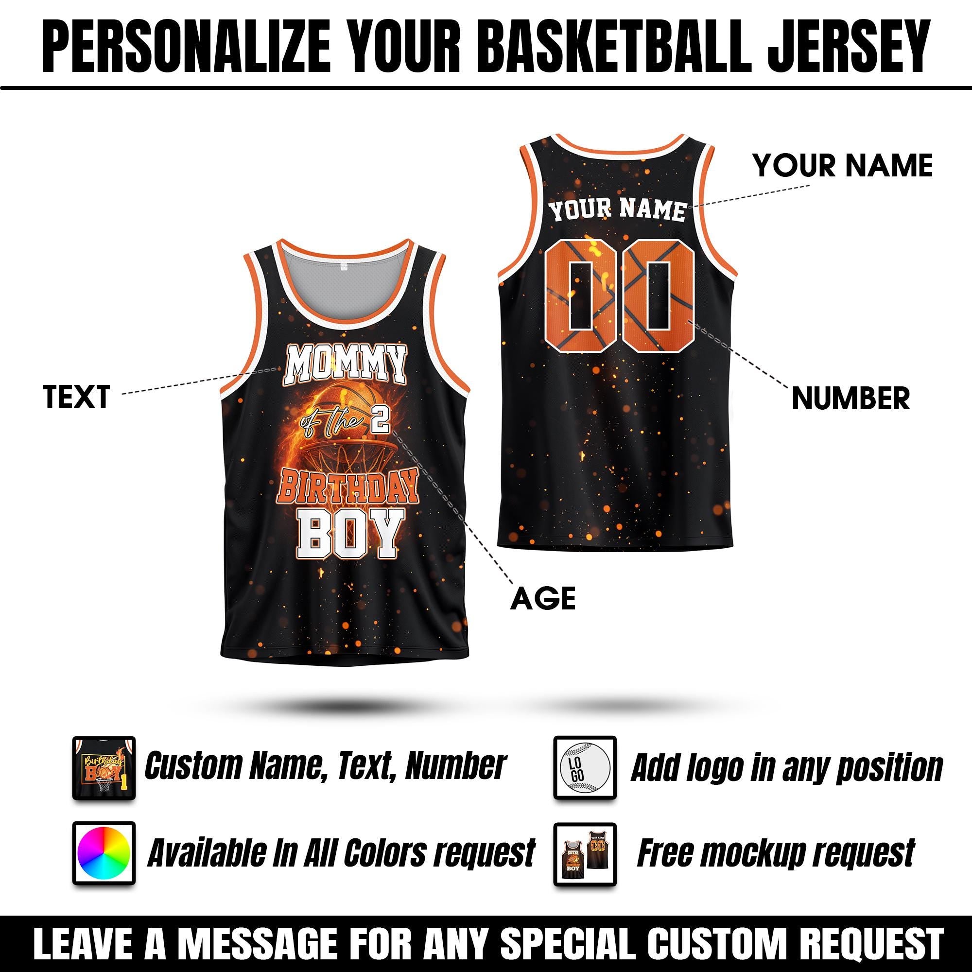 Personalized Boy Birthday Outfit Basketball Jersey for Family Matching, Custom Sports Birthday Basketball Jersey, Matching Family Tee