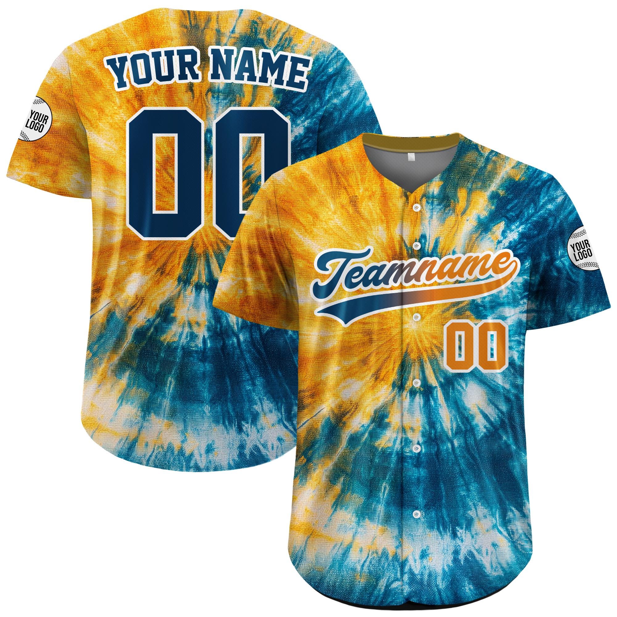 Personalized Tie Dye Baseball Jersey For Adult Kid, Custom Team Name Number Logo Baseball Jersey Shirt, Festival Tie Dye Tye Dye Shirt