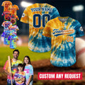 Personalized Tie Dye Baseball Jersey For Adult Kid, Custom Team Name Number Logo Baseball Jersey Shirt, Festival Tie Dye Tye Dye Shirt
