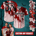 Personalize Blood Splatter Baseball Jersey for Men Women Youth Kid, Custom Halloween Party Jersey For Baseball Team Creepy Halloween Gift