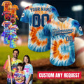 Personalized Tie-Dye Baseball Jersey For Adult Kid, Custom Team Name Number Logo Baseball Jersey Tye Dye Gift