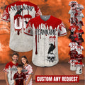 Personalize Baseball Jersey Gift for Halloween, Custom Halloween Party Tee Scary Halloween Costume, Blood Stained Halloween gifts for kids