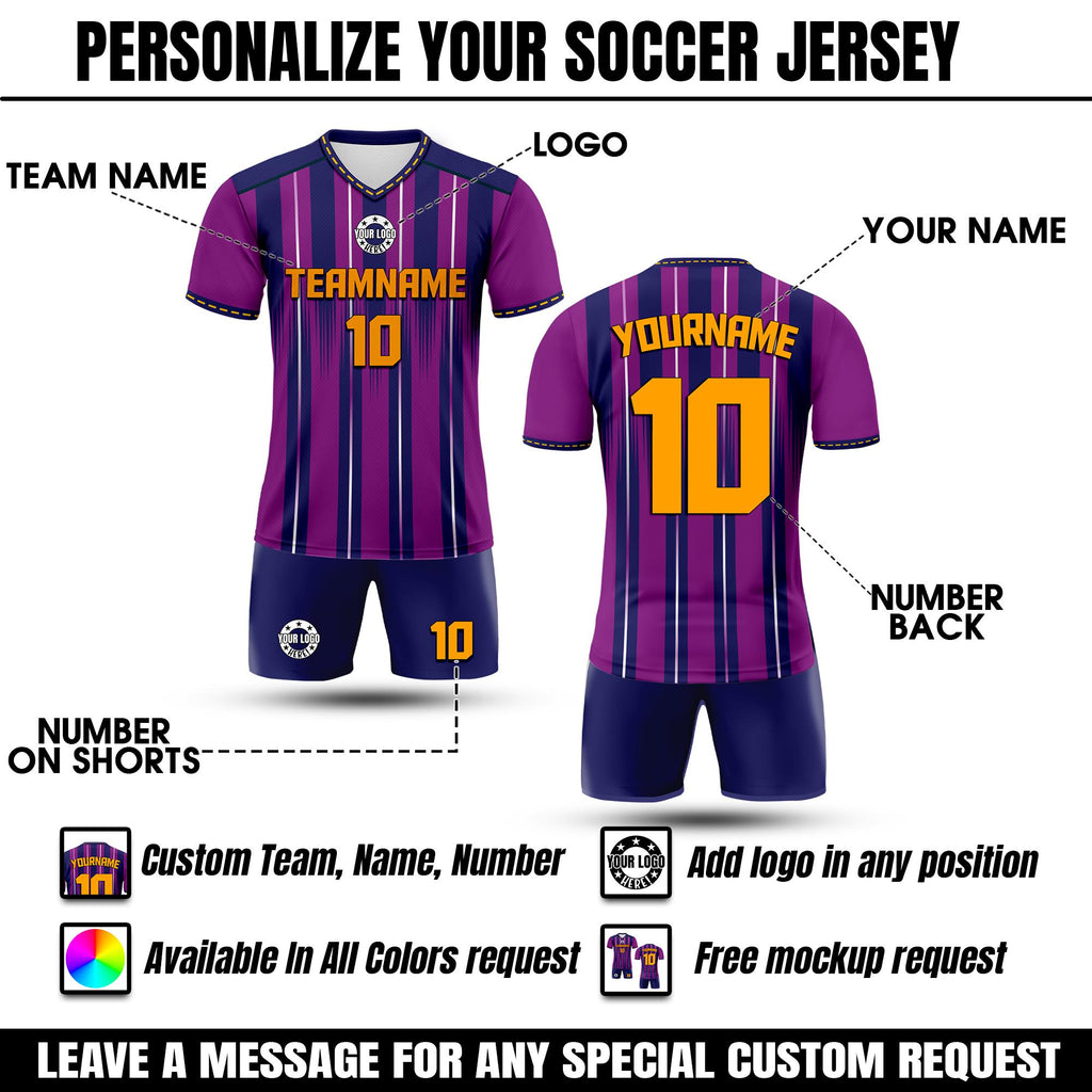 Custom Soccer Jersey & Shorts Set for Adult Kid, Personalized Jersey with Team Name Number Logo, Soccer Team Uniform Sublimation Jersey