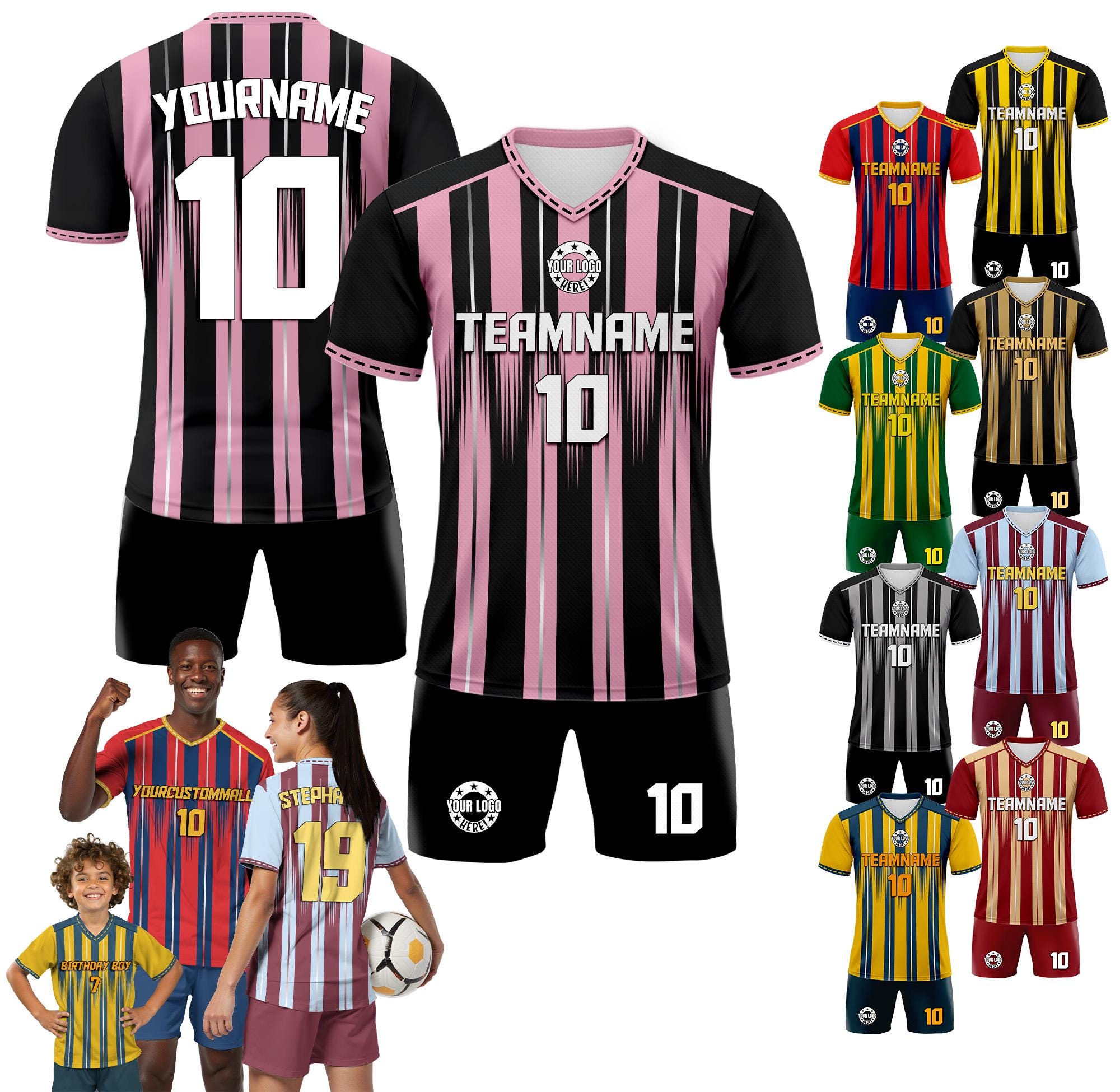 Custom Soccer Jersey for Men Women Youth Kid, Personalized Jersey with Team Name Number Logo, Soccer Jersey Shorts Set Game day outfit