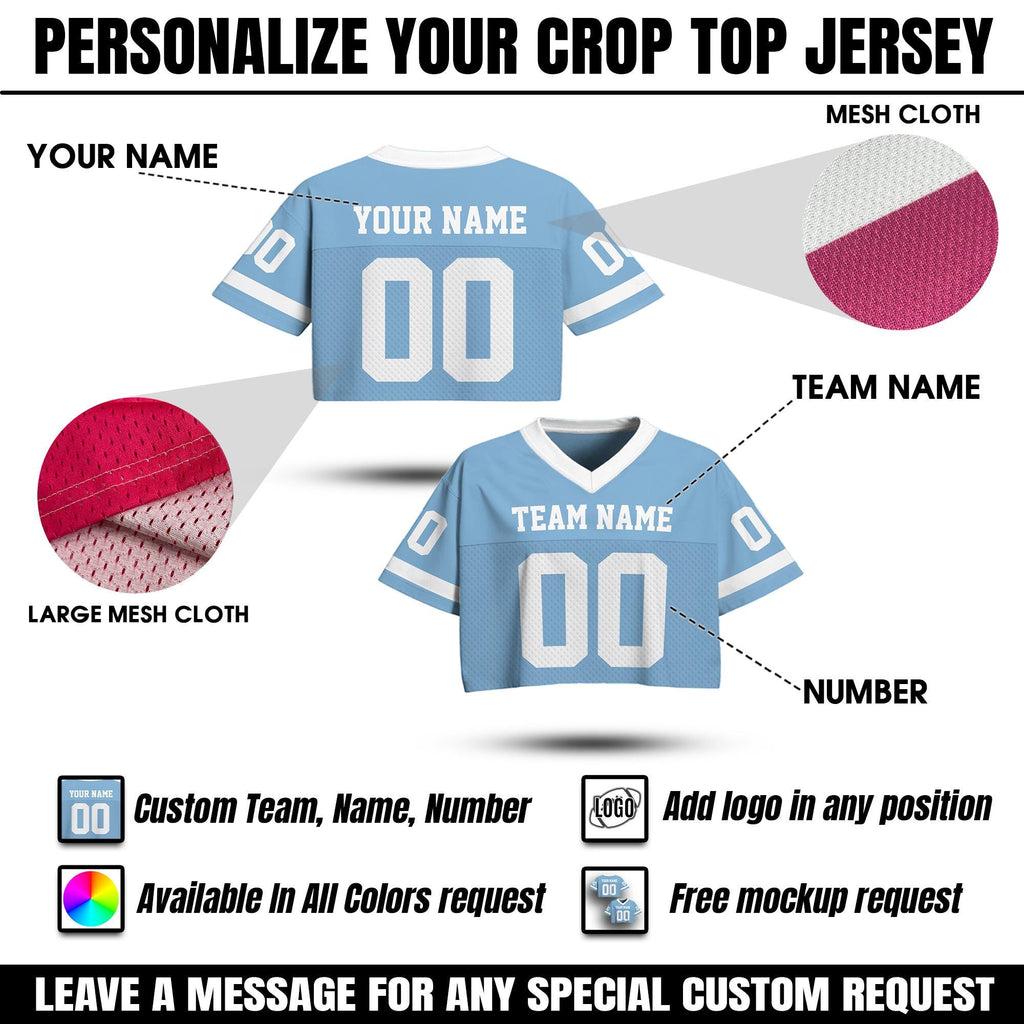 Custom Team Name Number Logo Women's Croptop Football Jersey Cheerleading Uniform, Custom Crop top for Women Hip Hop Streetwear Top Style