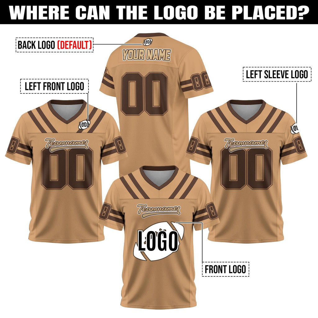 Personalized V-Neck Football Jersey for Adult Kid, Custom Team Name Number Logo, Football Fan Tee Gift for Fan Lovers Make Your Own Shirt
