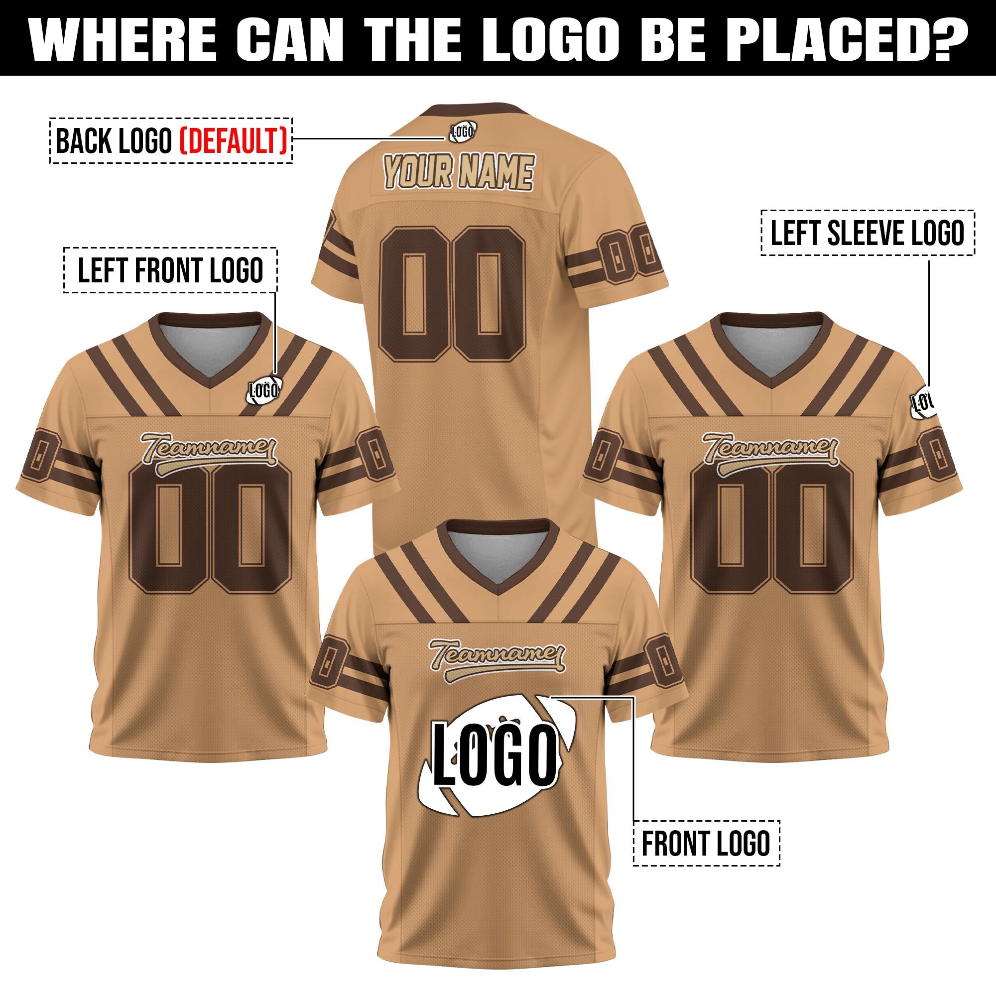 Personalized V-Neck Football Jersey for Adult Kid, Custom Team Name Number Logo, Football Fan Tee Gift for Fan Lovers Make Your Own Shirt