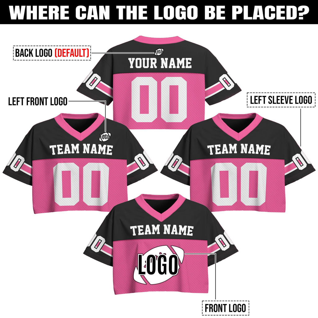 Personalize Cheerleading Uniform Women's Crop Football Jersey, Custom Team Name Number Logo Crop top for Women Sports Croptop Cheer Jersey