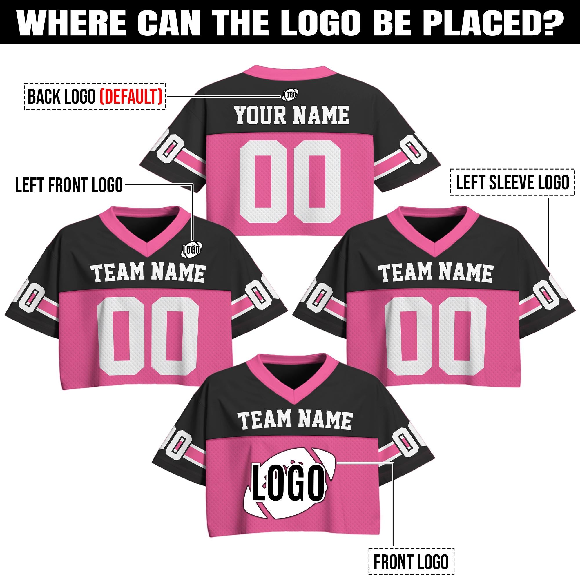 Personalize Cheerleading Uniform Women's Crop Football Jersey, Custom Team Name Number Logo Crop top for Women Sports Croptop Cheer Jersey