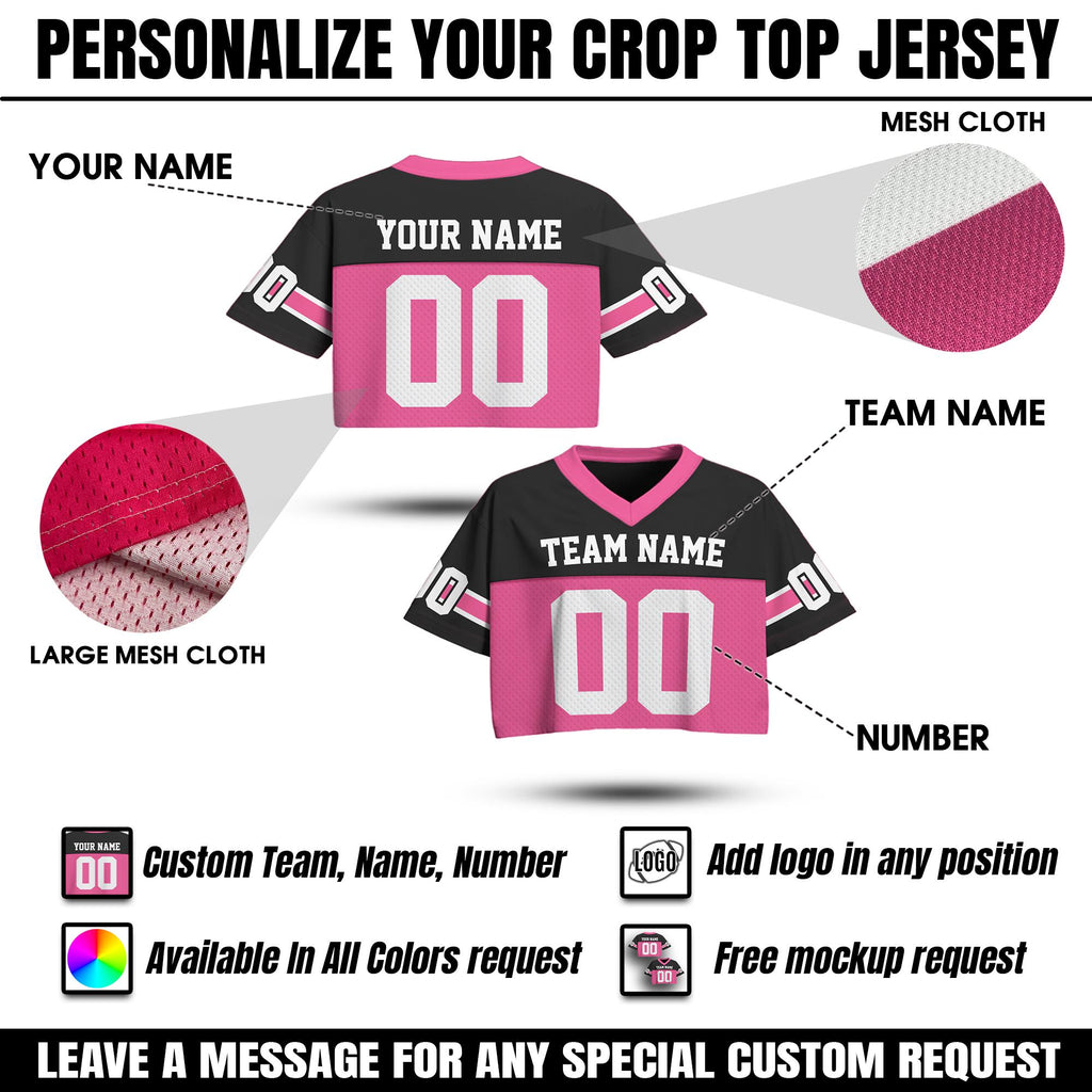 Personalize Cheerleading Uniform Women's Crop Football Jersey, Custom Team Name Number Logo Crop top for Women Sports Croptop Cheer Jersey