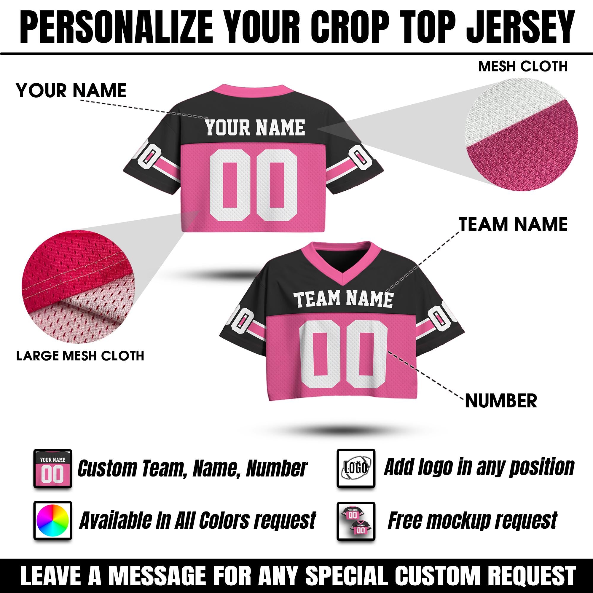 Personalize Cheerleading Uniform Women's Crop Football Jersey, Custom Team Name Number Logo Crop top for Women Sports Croptop Cheer Jersey