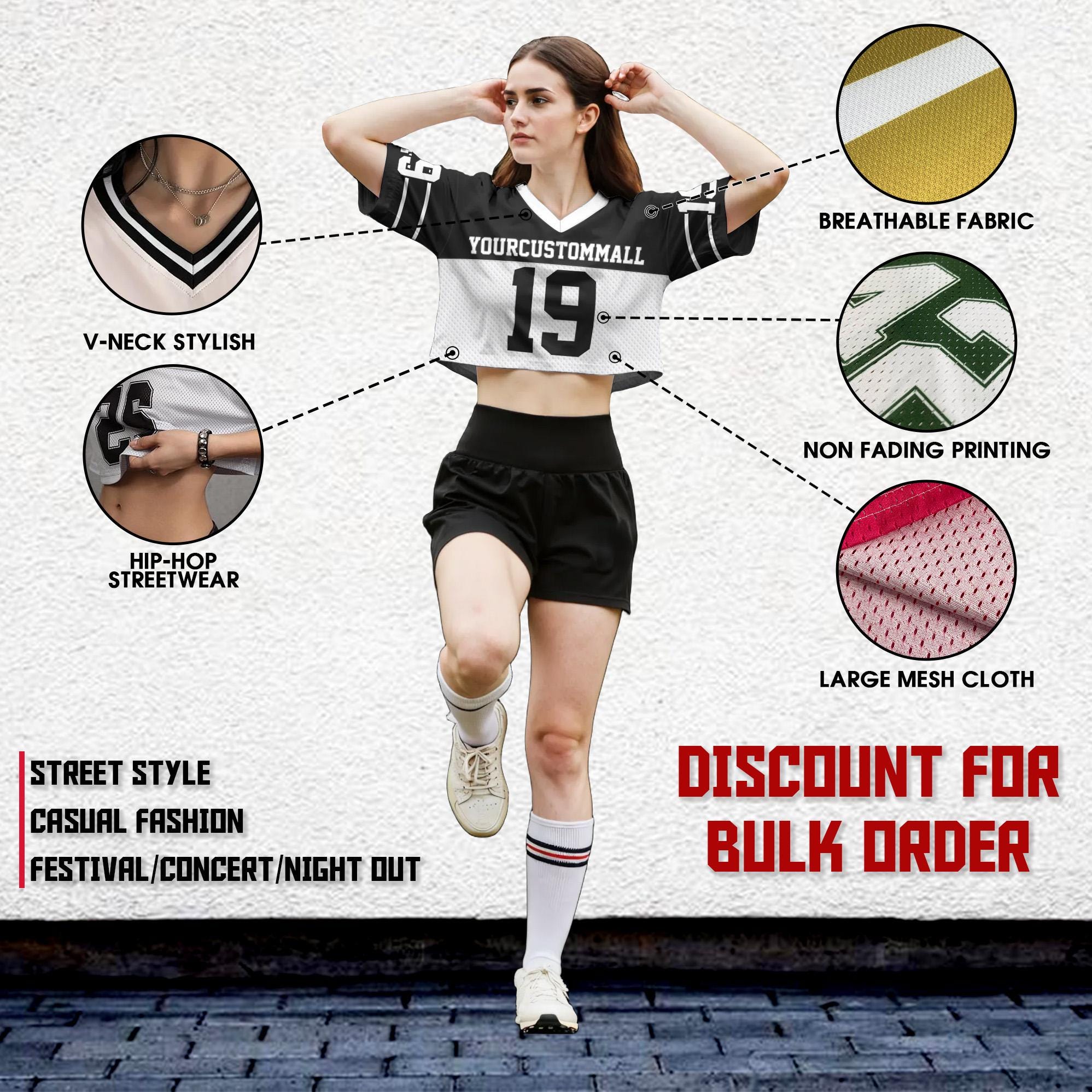 Personalize Women's Crop Top Football Concert Jersey , Custom Team Name Number Logo Request Women Crop Tee, Concert Outfit Gift for her
