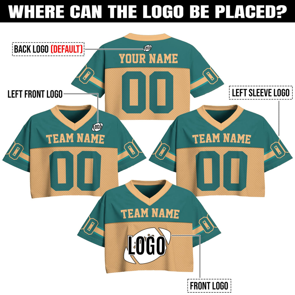 Personalize Women's Crop Top Football Concert Jersey , Custom Team Name Number Logo Request Women Crop Tee, Concert Outfit Gift for her