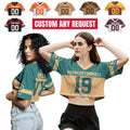 Personalize Women's Crop Top Football Concert Jersey , Custom Team Name Number Logo Request Women Crop Tee, Concert Outfit Gift for her