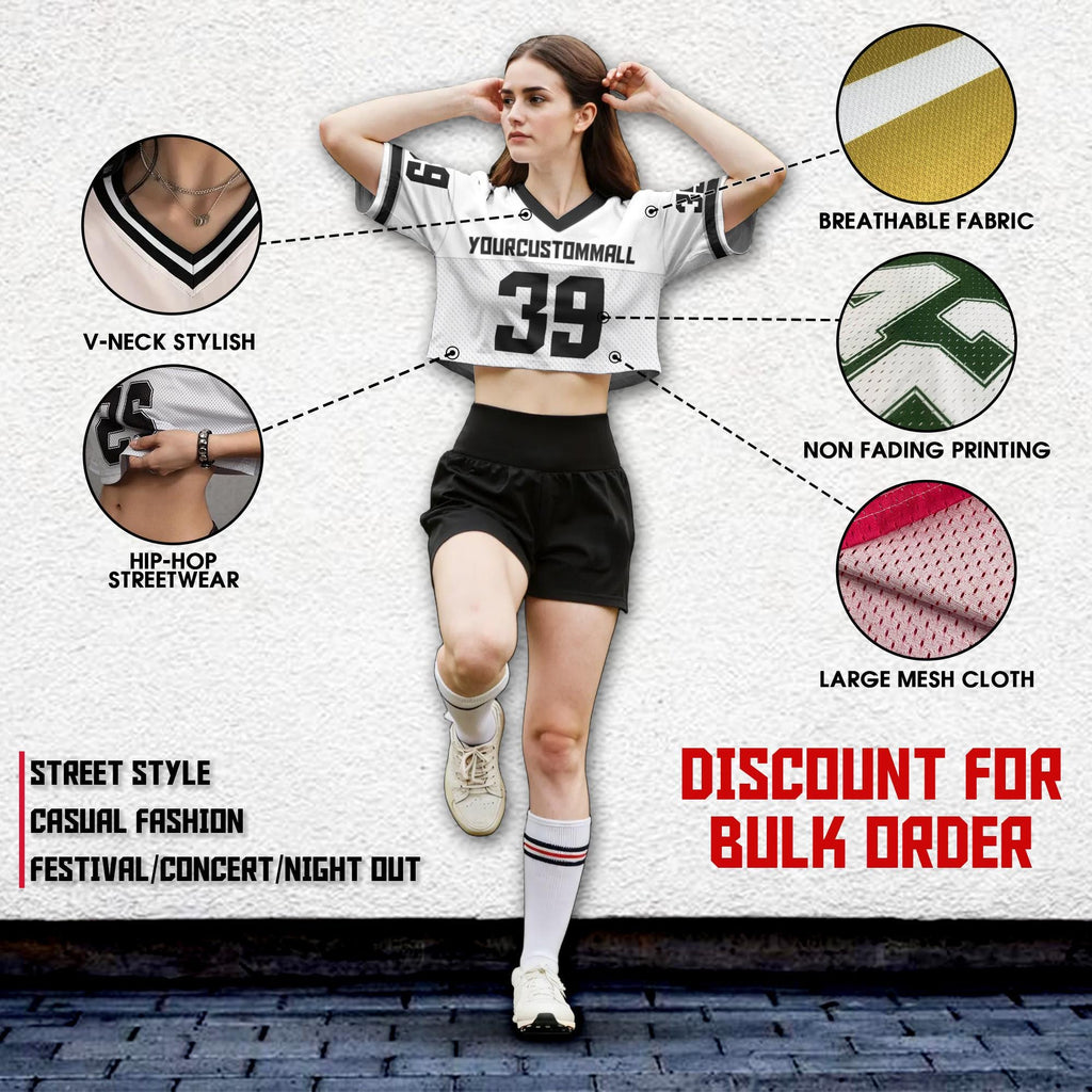 Personalize Crop top Football Jersey for Concert, Custom Team Name Number Logo Women Sports, Concert outfit Perfect Gift for Women and Fans