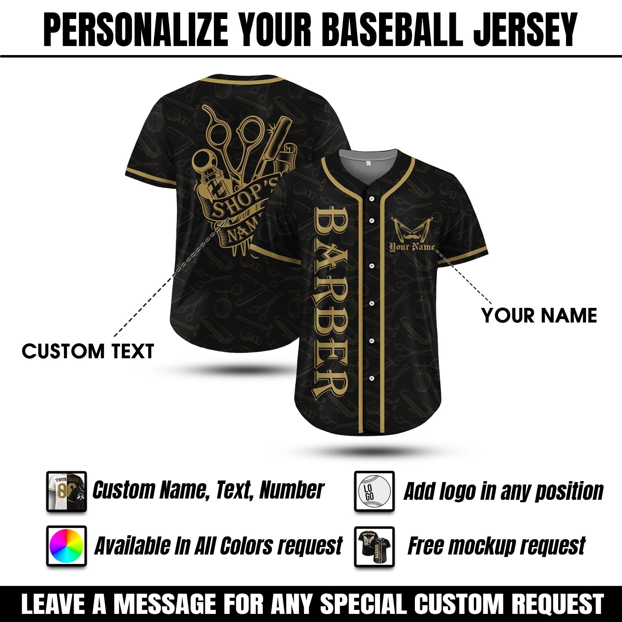 Personalized Name Hair Stylist Barber Baseball Jersey for Men Women Youth Kid, Custom Hairdresser Baseball Jersey Uniform, Barber Shop Gifts
